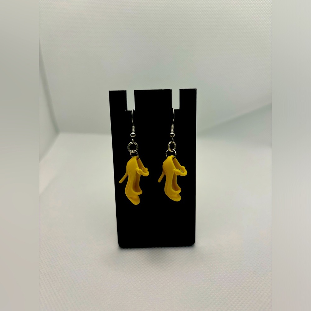 Handmade Barbiecore/Barbie yellow high heel earrings.